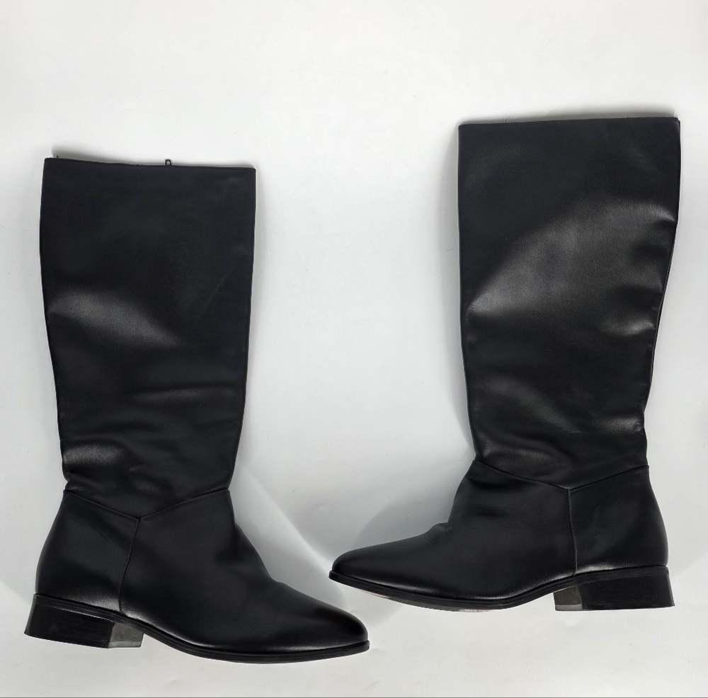 Classic Black Leather Knee-High Women's Boots